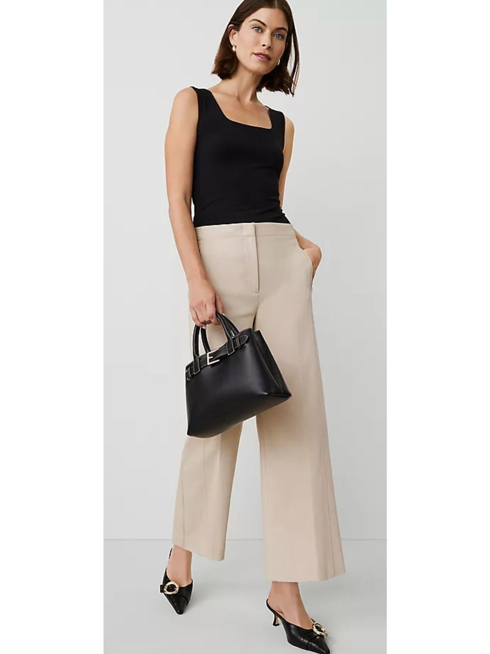 Ann Taylor Grace Straight Ankle Pant Trouser Womens Size 4 Petite New Beige